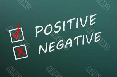 Chalk drawing of Positive and Negative with check boxes