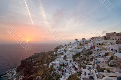 Sundown of Santorini island