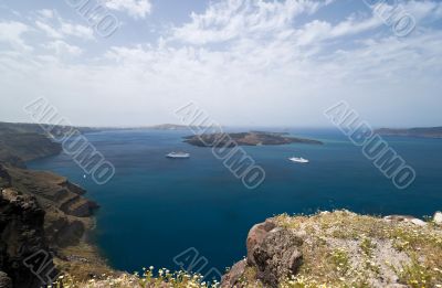 Spring in Greece with Nea Kameni view