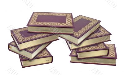 Stacked Leather Books with Gold Leaf Edges