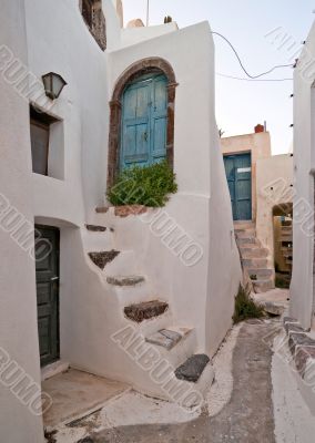 Village street with staircases
