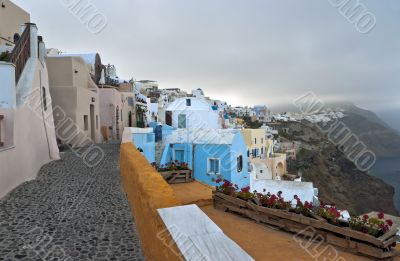 Spring cold morning in Santorini