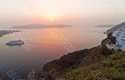 Santorini sunset in Thira 