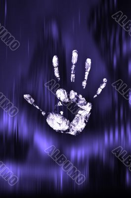 handprint,blue light background