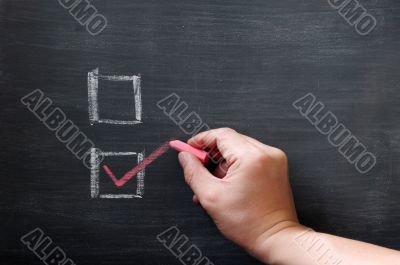 Check boxes with a red tick