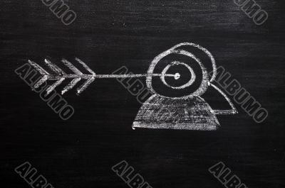 `Target your customers` concept drawn with white chalk on a blackboard