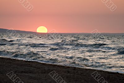 Sunset on a sea