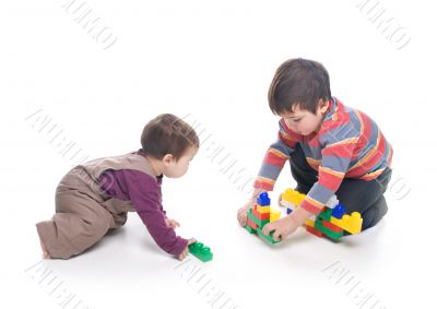 Brother and sister playing together