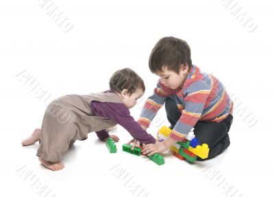 Brother and sister playing together