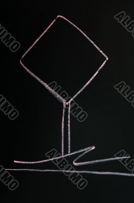 Blank warning sign drawn on a blackboard background