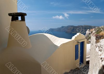 House with chimney in Santorini Ia village