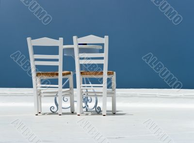 White chairs and the table