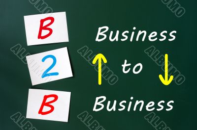 Conceptual B2B acronym on green chalkboard (business to business)