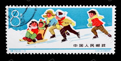 CHINA - CIRCA 1965: A Stamp printed in China shows image of skii