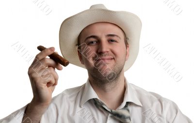 man in a hat with a cigar