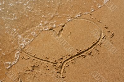 heart drawn in the sand