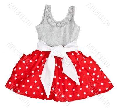 Red baby dress in polka dots
