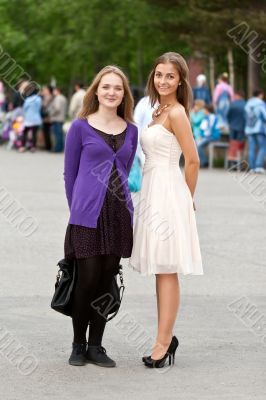 Two girls in a square