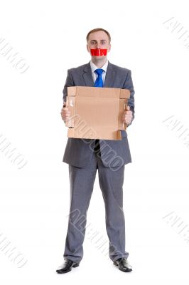 man with his mouth sealed