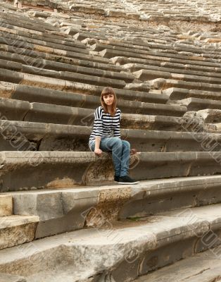Girl in the amphitheater