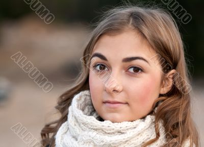 portrait of a girl close-up on the street