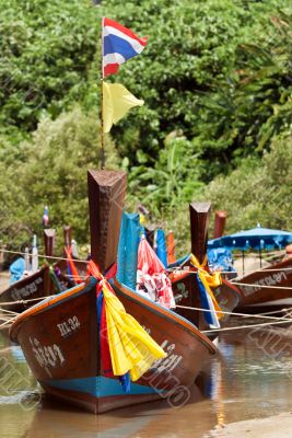 Parking Thai boats in the lagoon