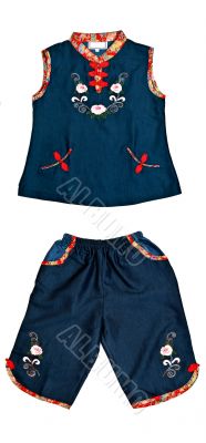 Collage, a collection of shirts and pants with an Asian design