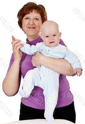 grandmother with a baby