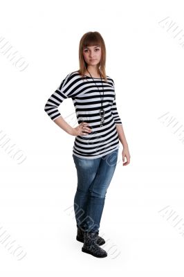 girl in a striped dress