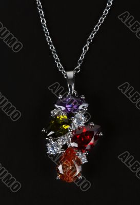 Necklace with stones with a silver chain