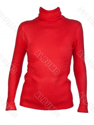 Red Women`s blouse with a collar