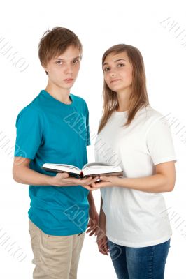 boy and a girl with an open book