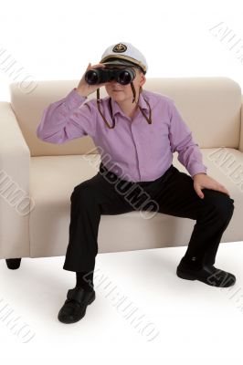 Strict boy with glasses