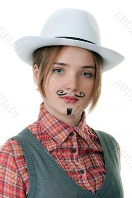 girl with painted mustaches