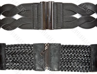 Two black leather women`s belt