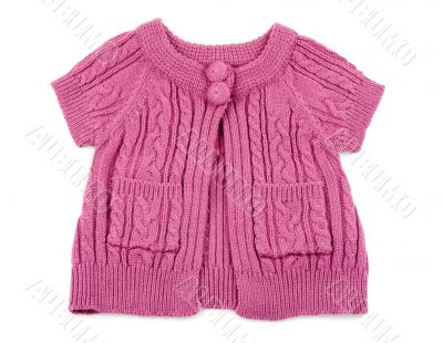 Red knitted baby dress 