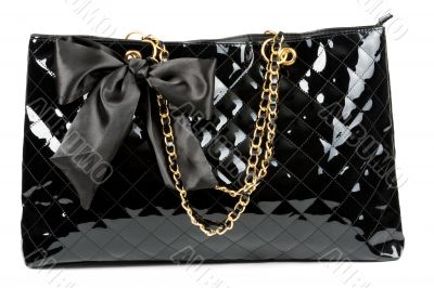 black glossy women`s handbag