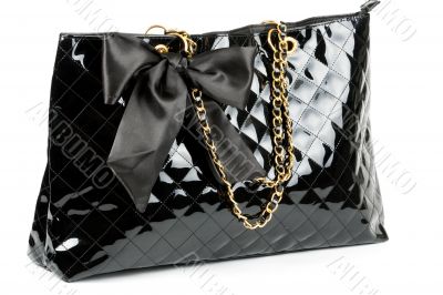 black glossy women`s handbag