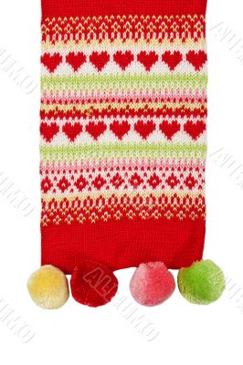 red scarf with a pattern in the shape of a heart