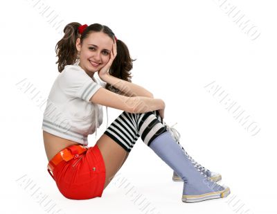 girl in striped socks