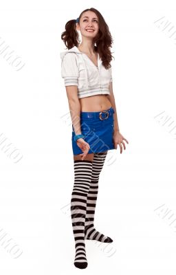 girl in striped socks