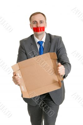 man with his mouth sealed