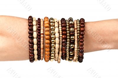 woman`s hand with the bracelets