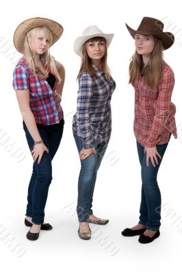 Three girls in hats