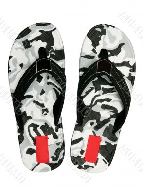 a pair of men`s beach slippers