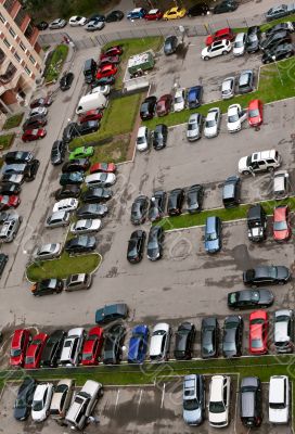 View of the parking lot with 16 floors.