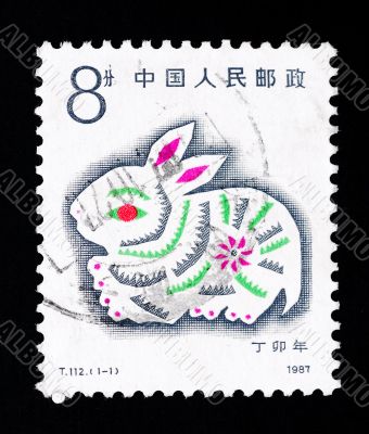 CHINA - CIRCA 1987: A Stamp printed in China shows the Year of Rabbit , circa 1987