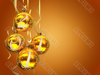 Christmas balls 2011 on the background 3D rendering