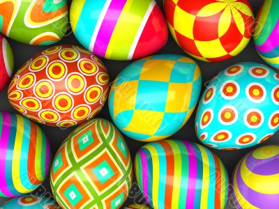 Colorful painted easter eggs