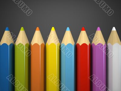 Colour pencils isolated on the grey background